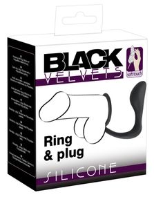 Ерекційне кільце з анальною пробкою - Black Velvets Ring & Plug
