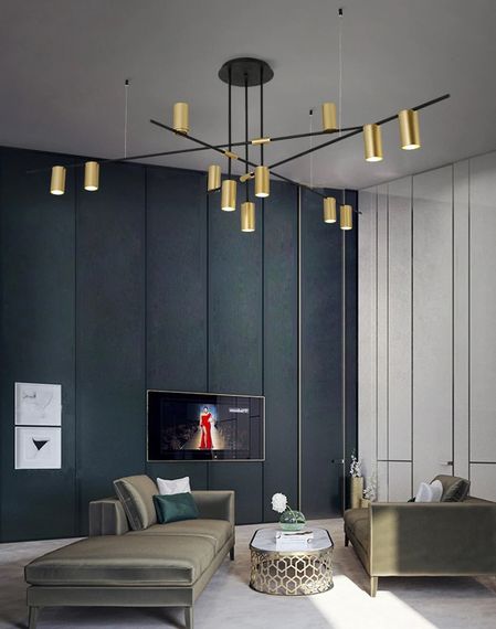 Люстра стельова на 12 лампочок 26289 Чорний 35-74х123х123 см.