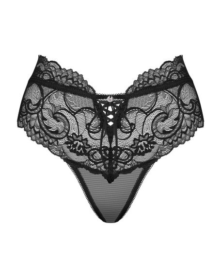 Трусики мереживні Obsessive Elizenes L \ XL Black, Черный,  L/XL | Зображення 4