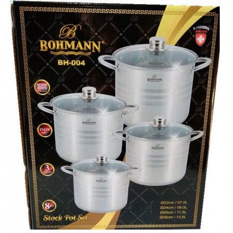 Набор кастрюль Bohmann BH-004, 8 предметов нержавеющая сталь, для индукции | Зображення 2
