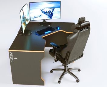 Стол геймерский ZEUS TRON-2 Stalker черныйоранж