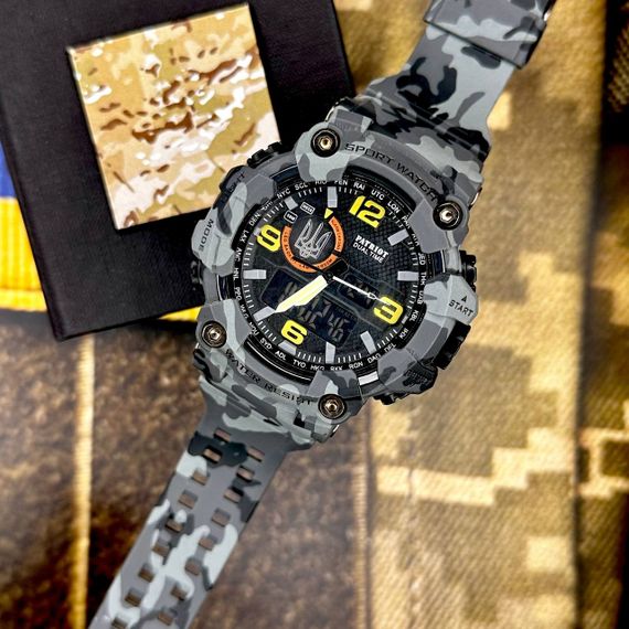 Годинник наручний Patriot 002CMGYUASI Тризуб срібло Сірий камуфляж + Коробка. | Зображення 3