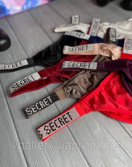 Женские трусики Бразилиана Victoria's Secret со стразами, женские трусики танга Виктория Сикрет со стразами | Зображення 2