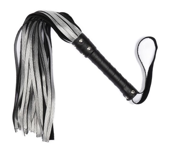 Флоггер из натуральной кожи Flirty Hard Leather - Black & Silver, BG-00036 sexstyle | Зображення 1