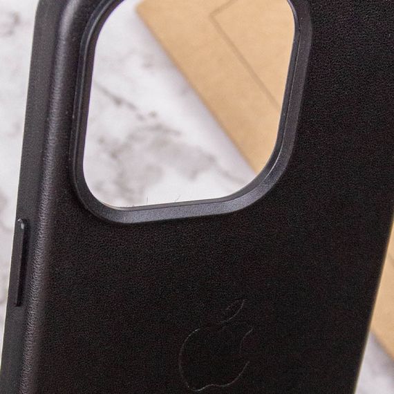 Кожаный чехол Leather Case (AA Plus) with MagSafe для Apple iPhone 14 Pro (6.1") Искусственная кожа, Black | Зображення 6