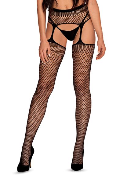 Колготки-стокинги из сетки Obsessive Garter stockings S815 S/M/L Черный