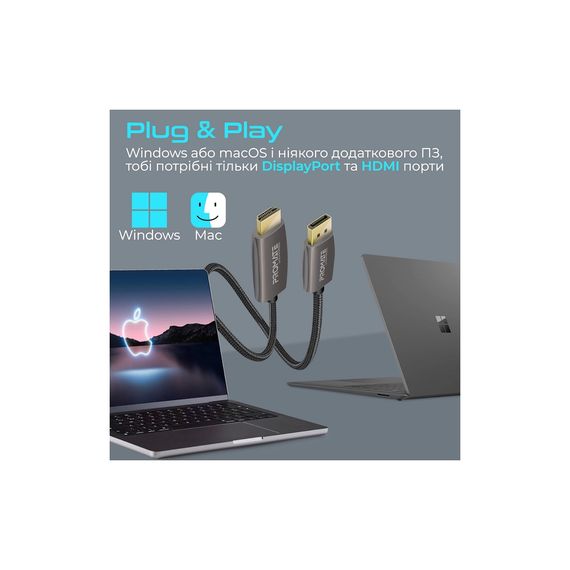 Кабель мультимедийный DisplayPort to HDMI prolink-dp200.black Promate (prolink-dp200.black) | Зображення 6