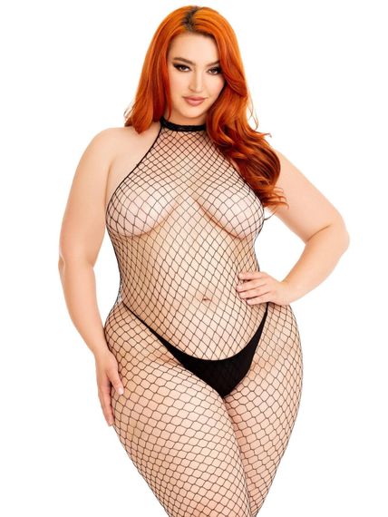 Бодістокінг Leg Avenue Racer neck bodystocking Чорний Queen Size (L/XL/2XL) | Зображення 5