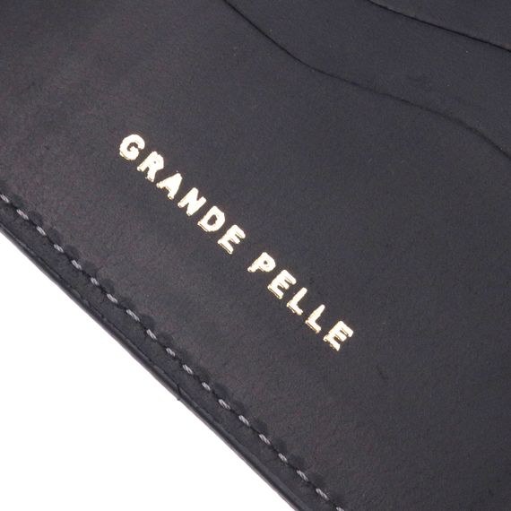 Практичный кожаный кошелек в два сложения Сердце GRANDE PELLE 16753 Черный | Зображення 4