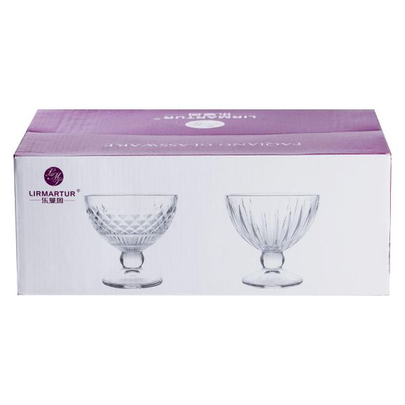 Креманка на ножке стеклянная прозрачная 250 (мл) набор креманок 6 штук для салатов, десертов, желе HP520 | Зображення 2