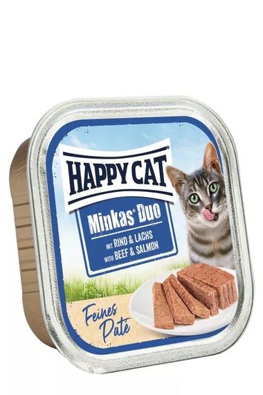 Влажный корм с говядиной и лососем для котов Happy Cat Minkas Duo Rind + Lachs, 100 гр