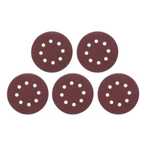 Круг наждачний самоклейний 125 мм з отворами, папір клас С, щільність 140 г/м2, К100, пак. 5ед INTERTOOL1