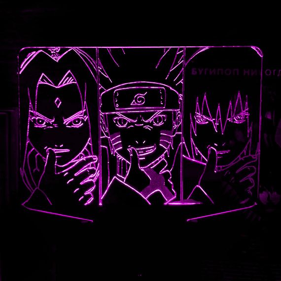 Акриловий світильник-нічник керування з телефона Наруто Команда 7 tty-n000470 | Зображення 3