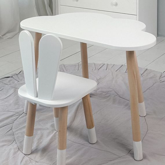 Дитячий столик хмарка і стільчик білий зайчик. Для гри, малювання, навчання! | Зображення 4