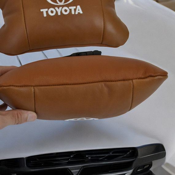 Набір шкіряних подушок 2шт на підголівник Toyota. Комфортні ортопедичні подушки,Тойота | Зображення 7