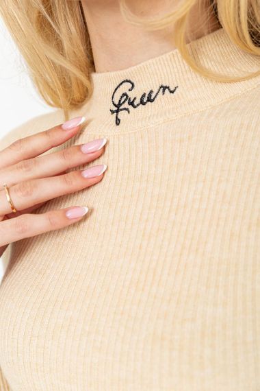 Водолазка трикотажна жіноча, колір світло-бежевий, 204R035 | Зображення 4