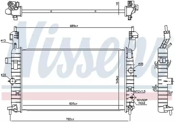 Радіатор охолодження двигуна VAUXHALL MERIVA, OPEL MERIVA, NISSENS (630748)