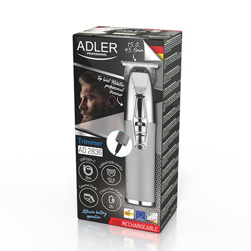 Тример для бороди та вусів Adler AD-2836s 100 Вт сріблястий | Зображення 9