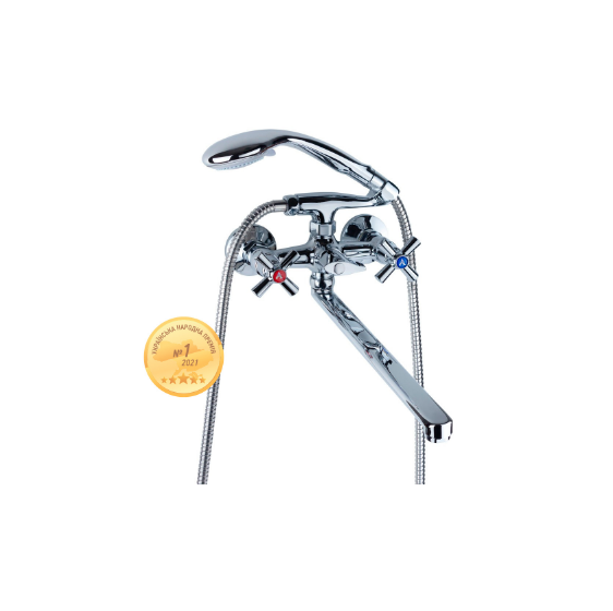 Змішувач PM 1/2" для ванної гусак прямий 350мм дивертор вбуд.картрідж хром-нікель Aquatica