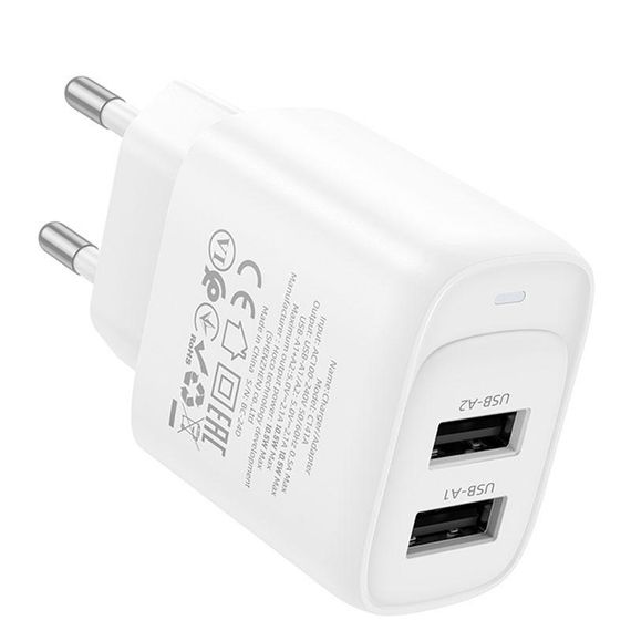 МЗП Hoco C141A Smart 2.1A (2USB-A) White | Зображення 2