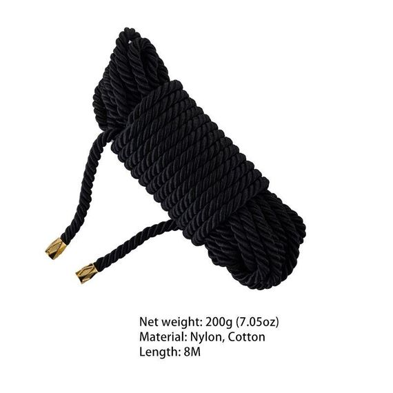 Мотузка для шибарі LOCKINK SEVANDA Shibari Pratice Rope, чорна, 8 м, нейлон+бавовна sexstyle | Зображення 1