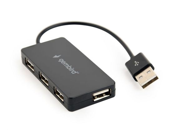 Хаб на 4 порти USB 2.0 UHB-U2P4-04, пластик, чорний
