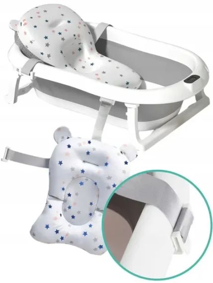 Дитяча ванна для купання складана з термометром та подушкою | Зображення 3