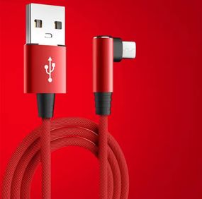Кабель USB Type-C для швидкого заряджання 1-метр, 5 A, 90 градусів червоний