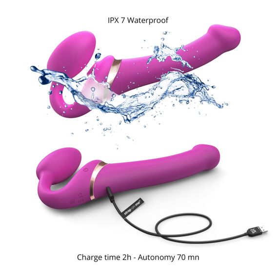Безремінний вібрострапон з вакуумною стимуляцією Strap-On-Me MULTI ORGASM Fuchsia M, регульований Sex Aura | Зображення 2