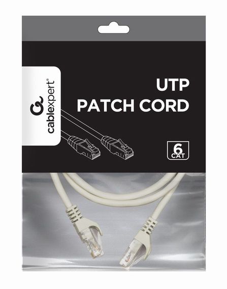 Патч корд Cablexpert PP6U-2M, UTP, категорія. 6, литий,  50u" штекер із фіксатором, 2 м, сірий | Зображення 2