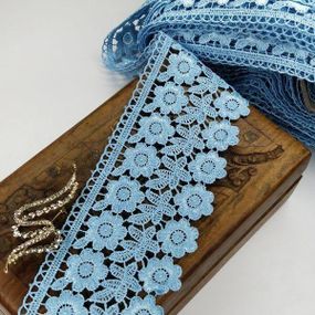 (1 метр) Кружево макраме  7,5см Цвет - Голубой (25М-F1375E1-3)