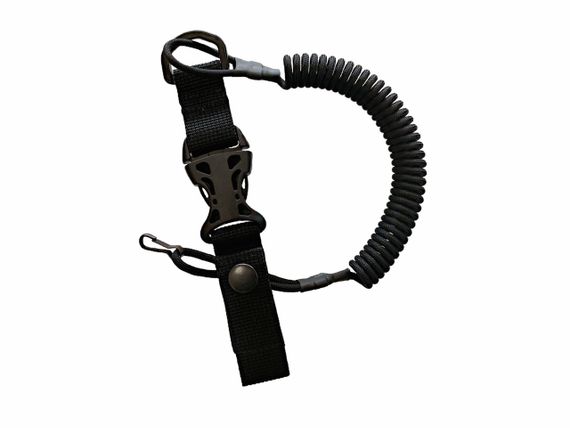 Страхувальний шнур тренчик з фастексом, швидкознімний (паракорд, чорний) MAS