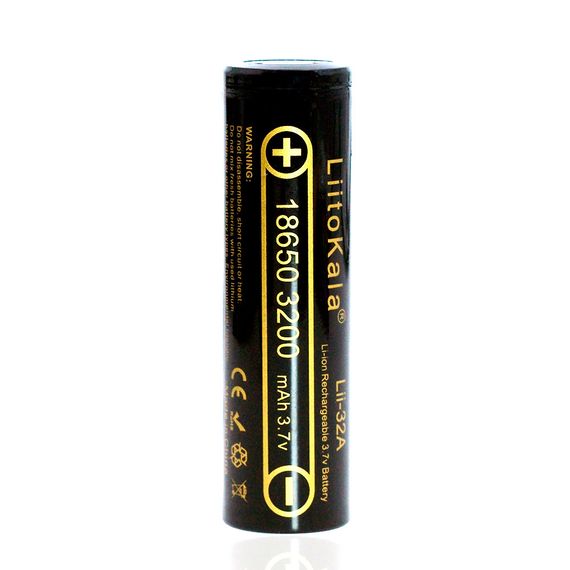 Аккумулятор 18650 Li-Ion LiitoKala Lii-32A, 3200mAh (3050-3350mAh), 3.7V (2.75-4.2V), Black, PVC BOX Q2, цена за 1 шт