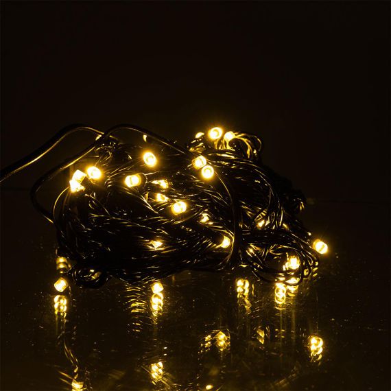 Новогодняя комнатная гирлянда нить 6 м 50 LED черный провод Желтый W50LED6MBY | Зображення 5