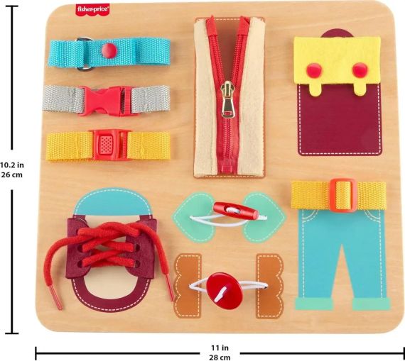 Деревянная доска-бизиборд Fisher-Price Montessori Wooden Dressing Busy Board | Зображення 1