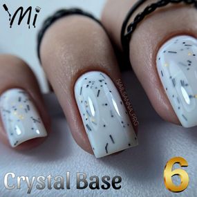 Crystal base Mi #6 (молочная база с черно-бело-золотой стружкой) 30мл (баночка)