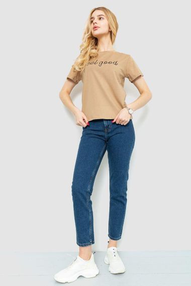 Футболка женская с принтом  цвет бежевый 221R3001 | Зображення 1