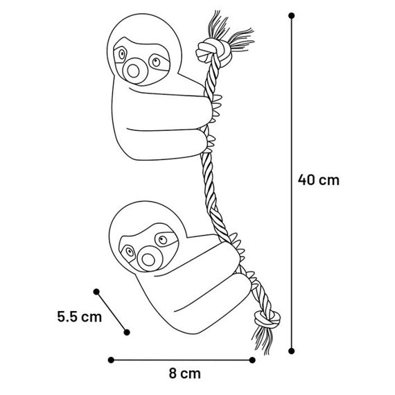 Іграшка для собак Flamingo Hangta Sloth With Rope, 40 см | Зображення 5