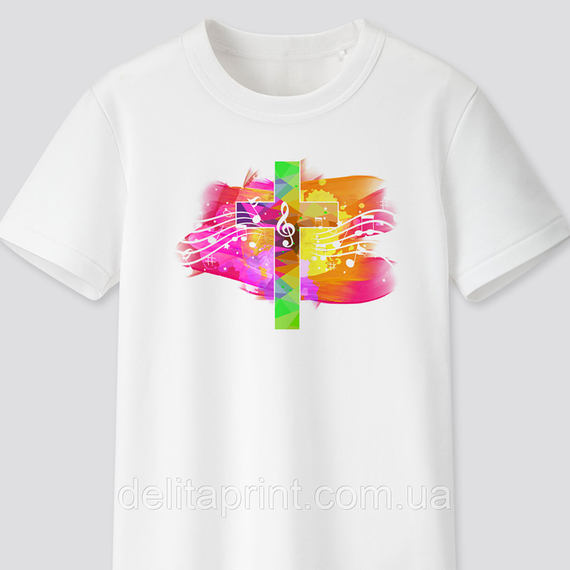 Футболка з християнським принтом Хрест скрипковий ключ. FH-1