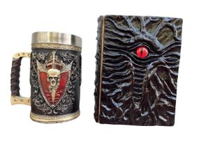 Подарунковий набір Кухоль 3D Крилатий Череп і Блокнот 3D «Книга, що дивиться у відповідь»