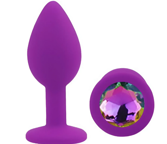 Силиконовая анальная пробка EGZO - Silicone Purple Round Plug Rainbow, size S Sex Aura | Зображення 1