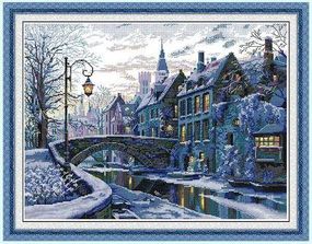 Набір для вишивання за нанесеною на канву схемою "Winter Evening". AIDA 14CT printed 54*43 см