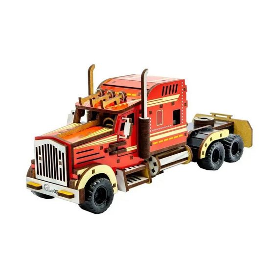 Дитячий дерев'яний 3D конструктор "Фура з причепом" Puz-00952, 206 деталей | Зображення 4