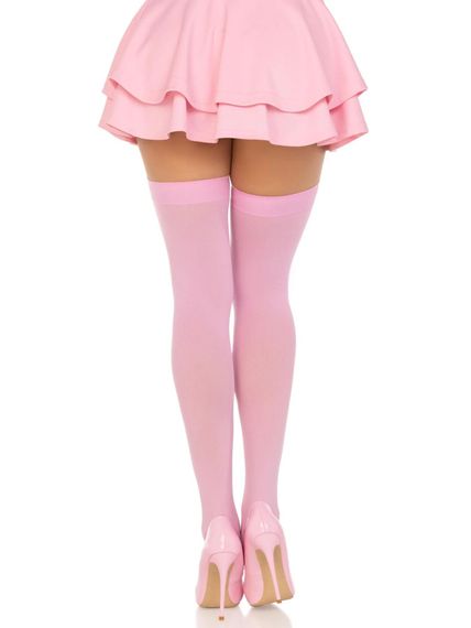 Щільні непрозорі панчохи Leg Avenue Opaque Nylon Thigh Highs Pink, One Size | Зображення 1
