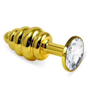 Анальна пробка - Heavy Metal Anal Plug Gold Rosebud Spiral Clear Sex Aura