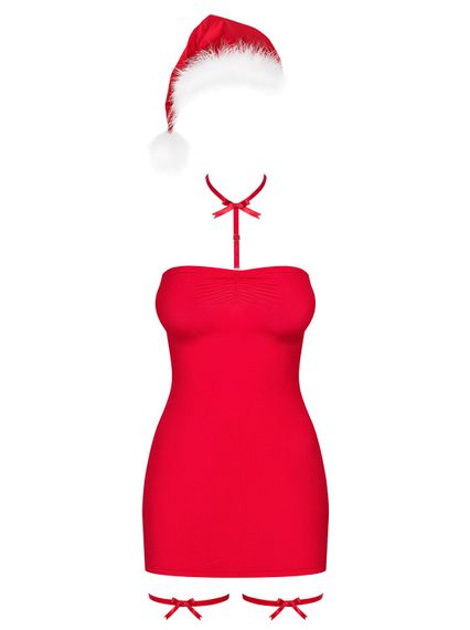 Сорочка Obsessive Kissmas chemise red S/M | Зображення 2