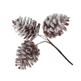 Декоративний букет Шишки 3шт 14см засніжений коричневий БОНА ДИ