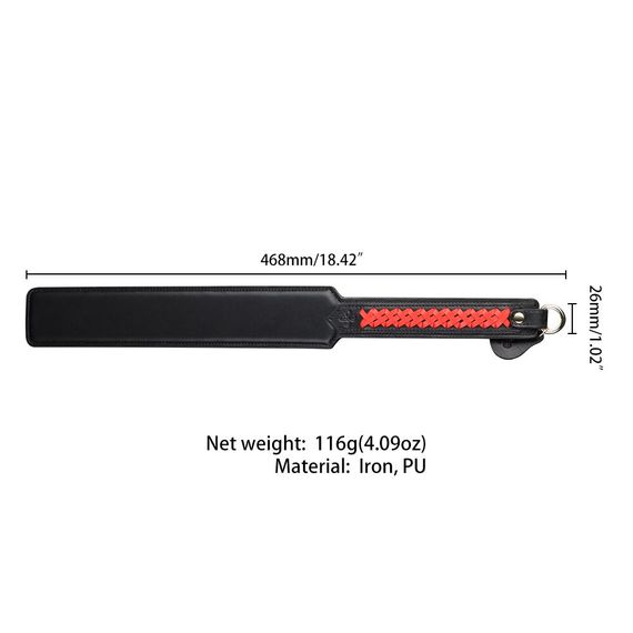 Паддл LOCKINK SEVANDA Braided-handle Spanking Paddle, чорно-червоний, гладенький, з плетінням на ручці | Зображення 5
