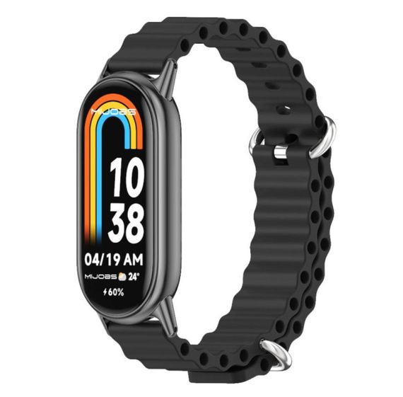 Силіконовий ремінець Mijobs Ocean для фітнес браслета Xiaomi Mi Smart Band 8 - Black | Зображення 2