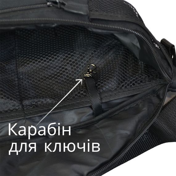 Зручна чорна чоловіча барсетка бананка, Бананка для вулиці, Чоловіча сумка на пояс з кишенями CX-35 | Зображення 4
